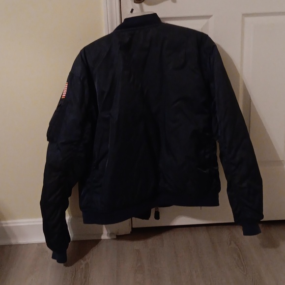 XL Military Surplus Bomber Jacket Navy Blue - Picture 2 of 4
